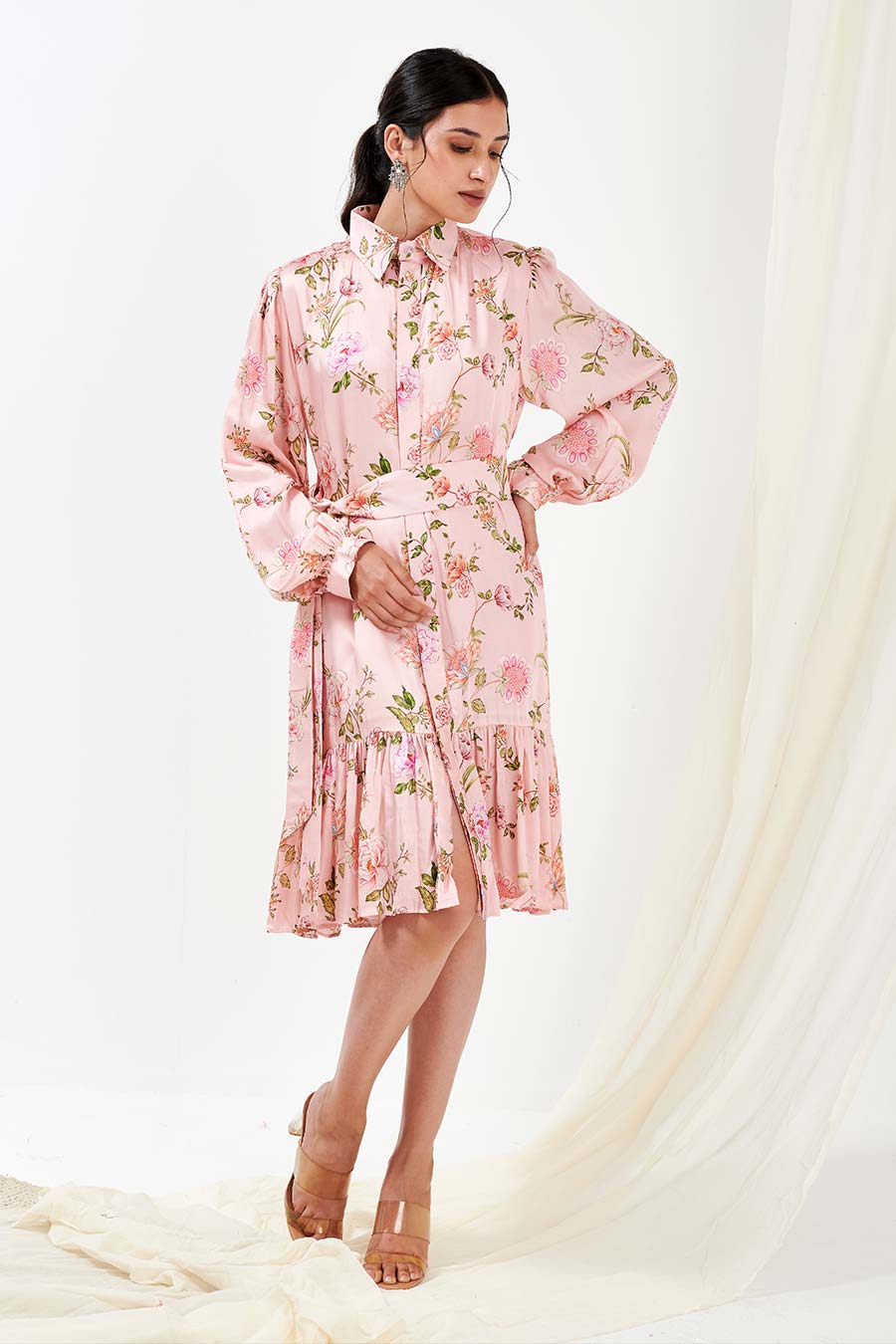 Pink Printed Shirt Dress