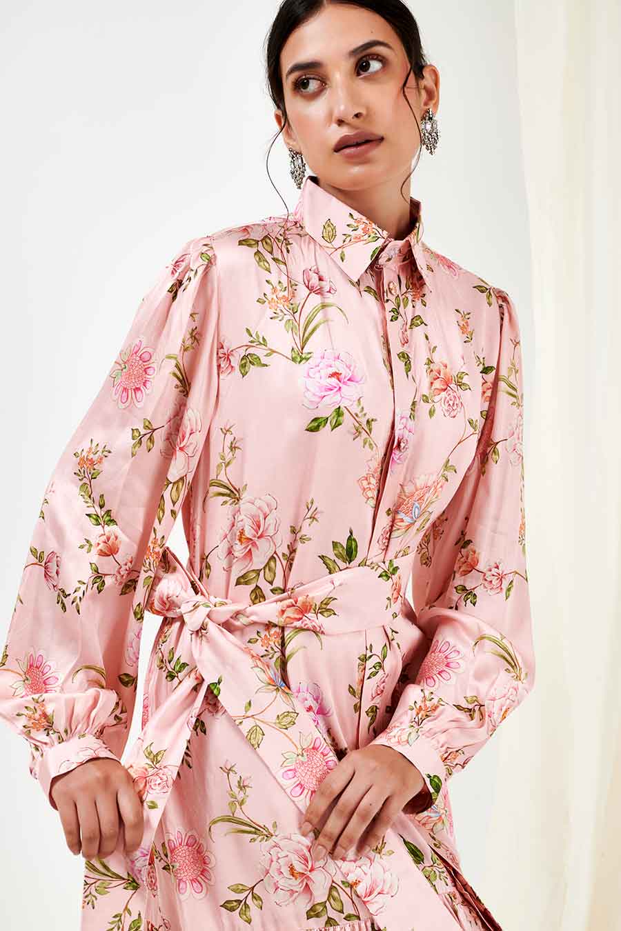 Pink Printed Shirt Dress