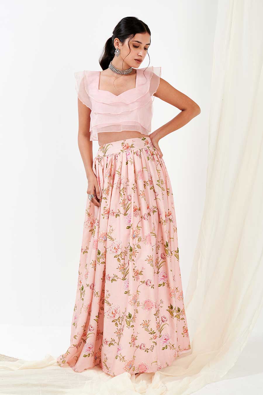 Pink Printed Lehenga Set