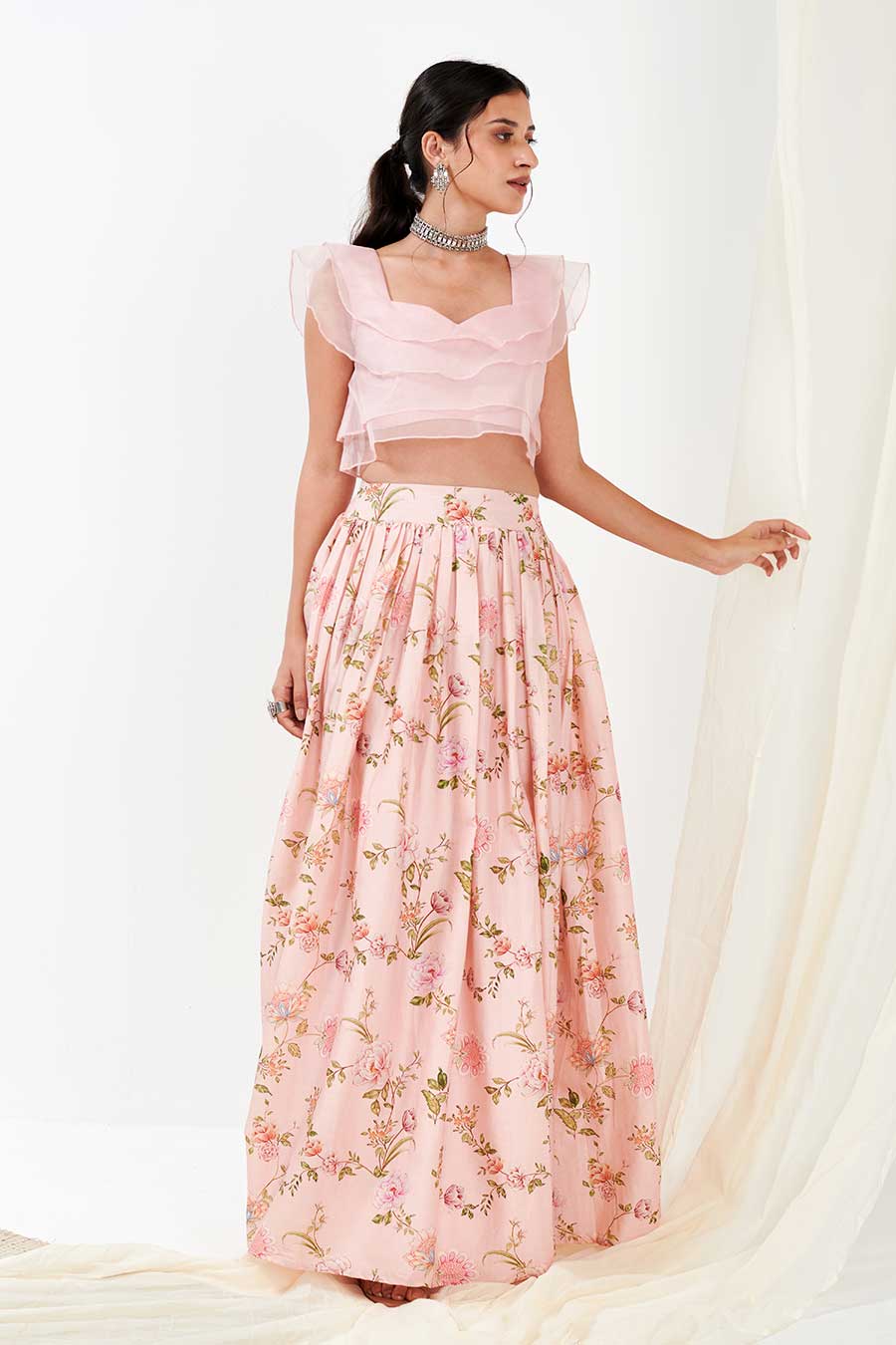 Pink Printed Lehenga Set