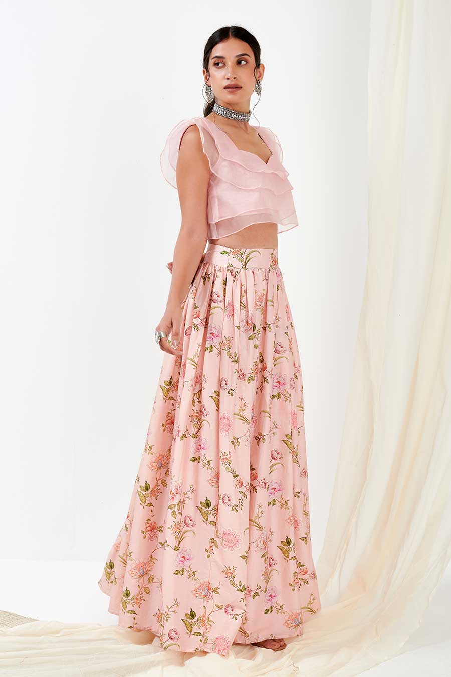 Pink Printed Lehenga Set
