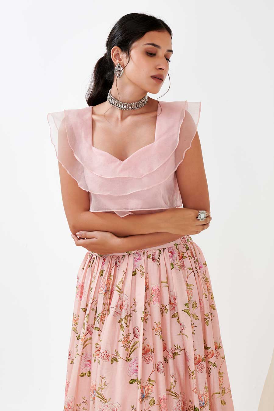 Pink Printed Lehenga Set