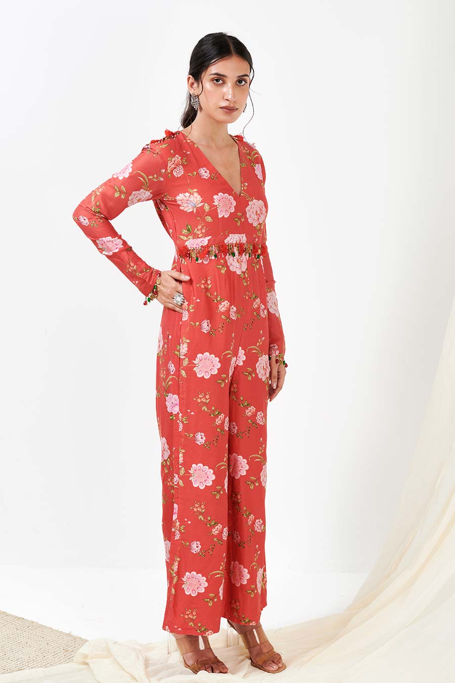 Red Printed Jumpsuit