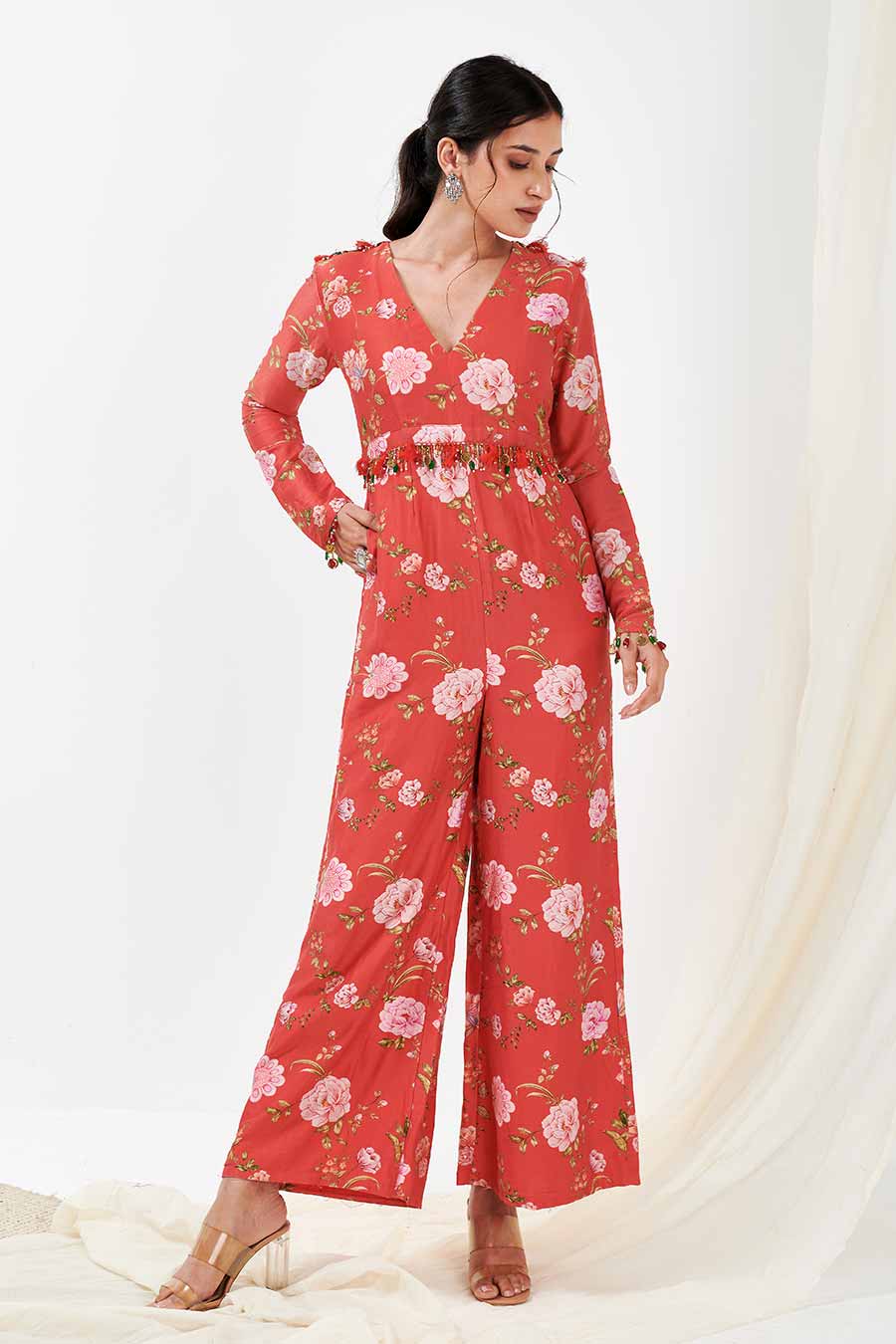 Red Printed Jumpsuit