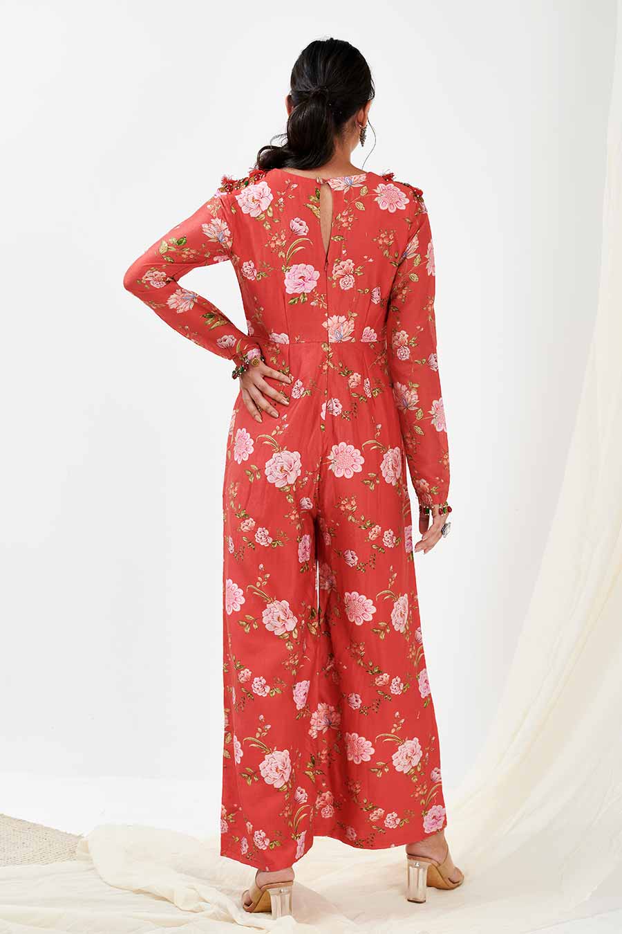 Red Printed Jumpsuit