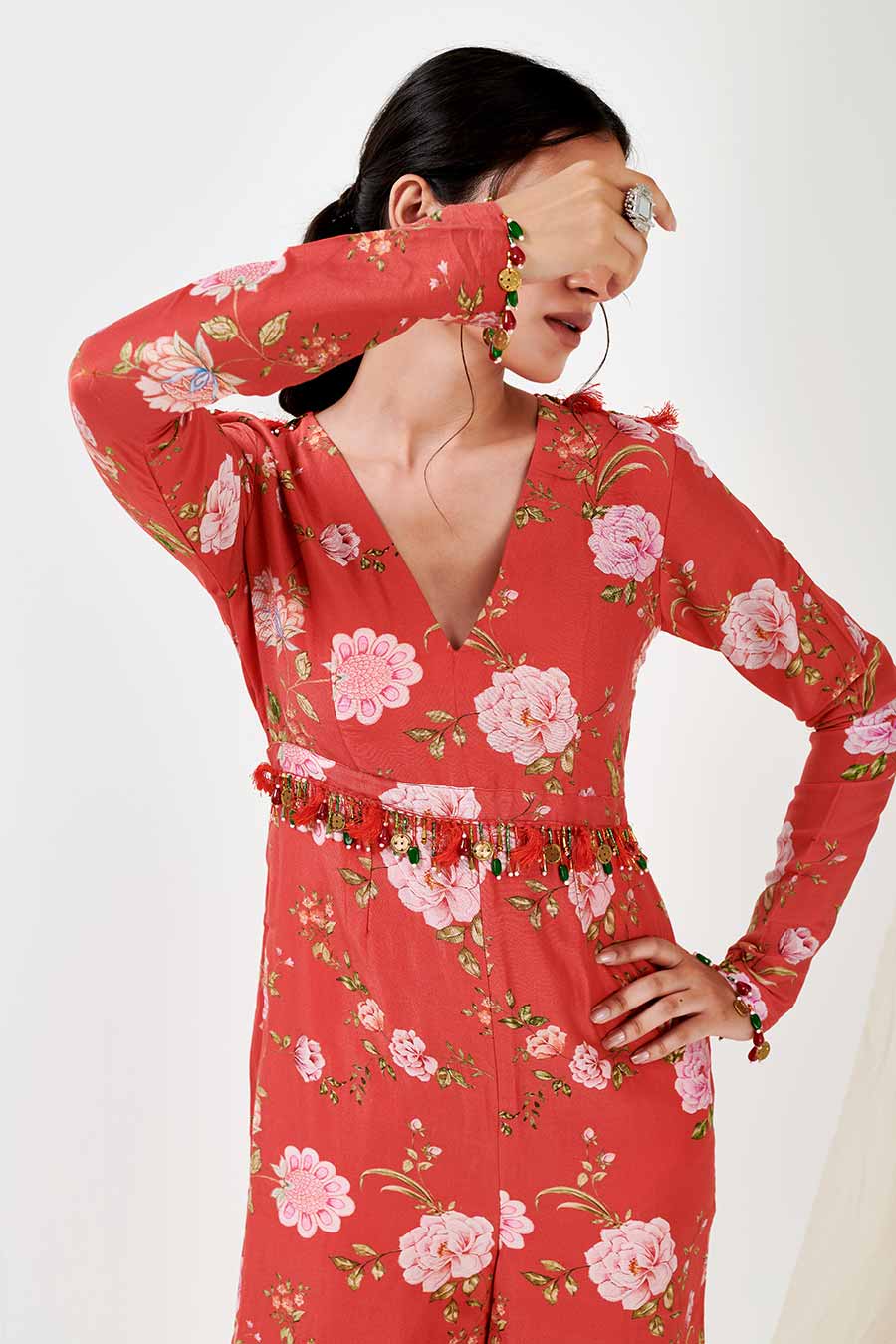 Red Printed Jumpsuit