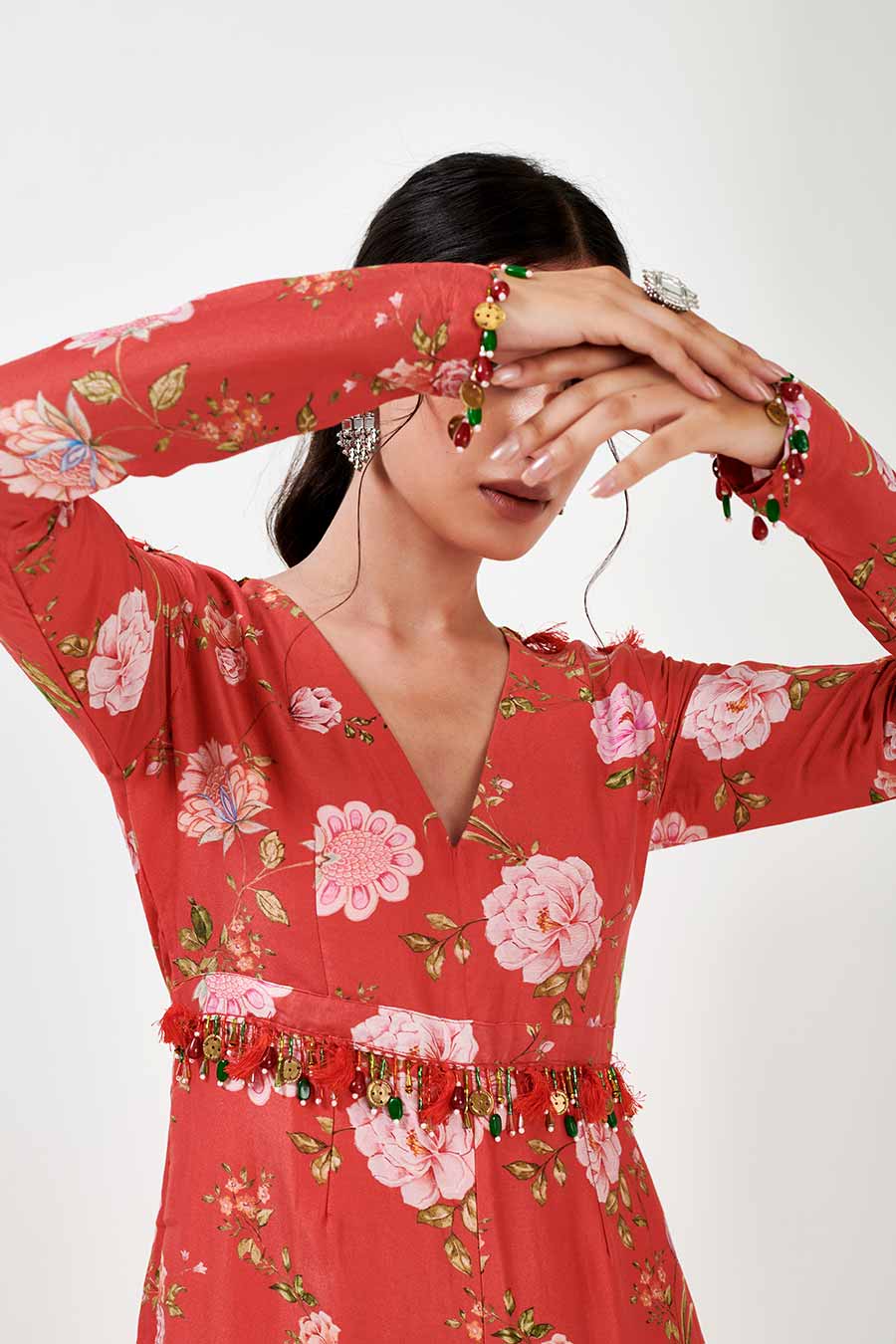 Red Printed Jumpsuit