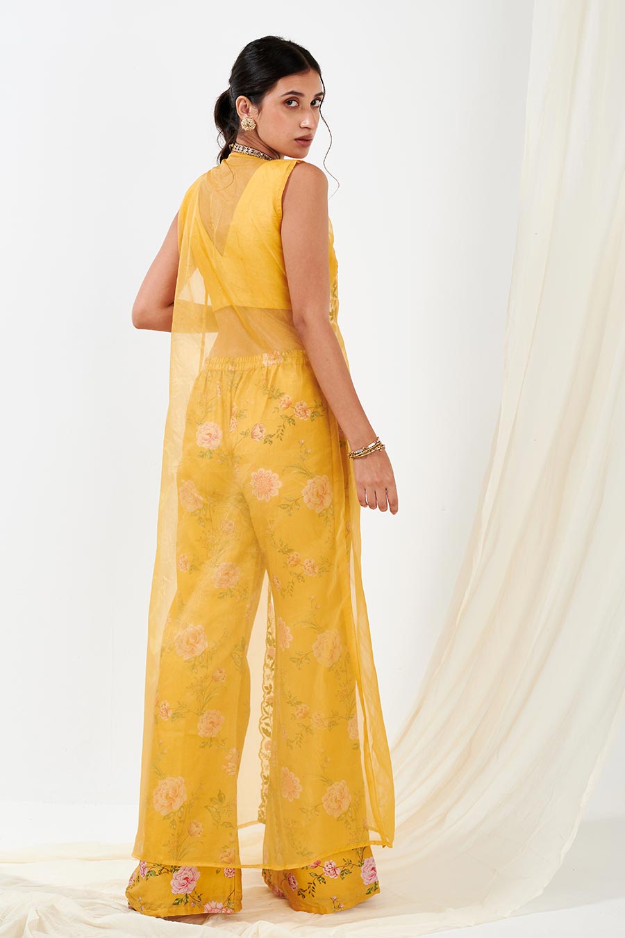 Yellow Printed Cape Co-Ord Set