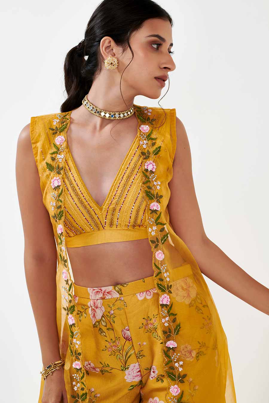 Yellow Printed Cape Co-Ord Set