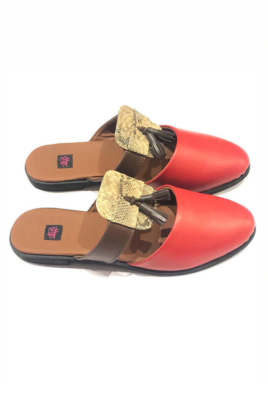Red Tasseled Square Mule