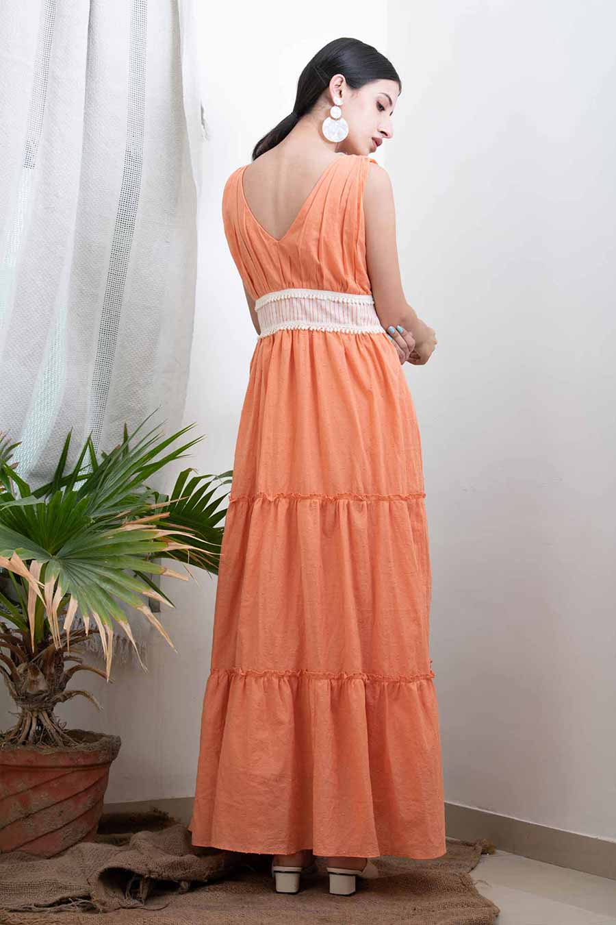 Peach Tiered Summer Dress