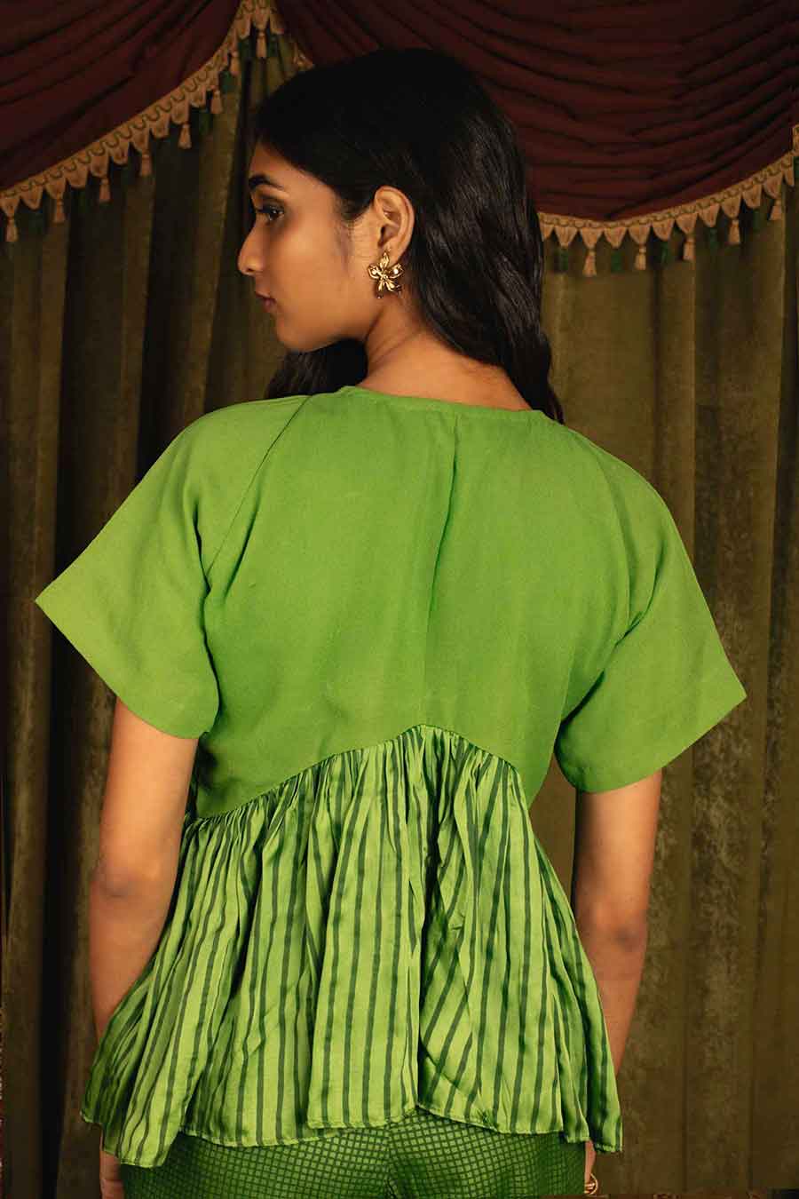 Green Silk Top and Pant Co-Ord Set