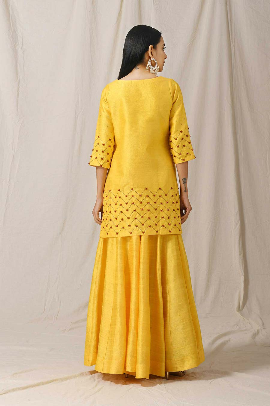 Sunshine Yellow Silk Sharara Set