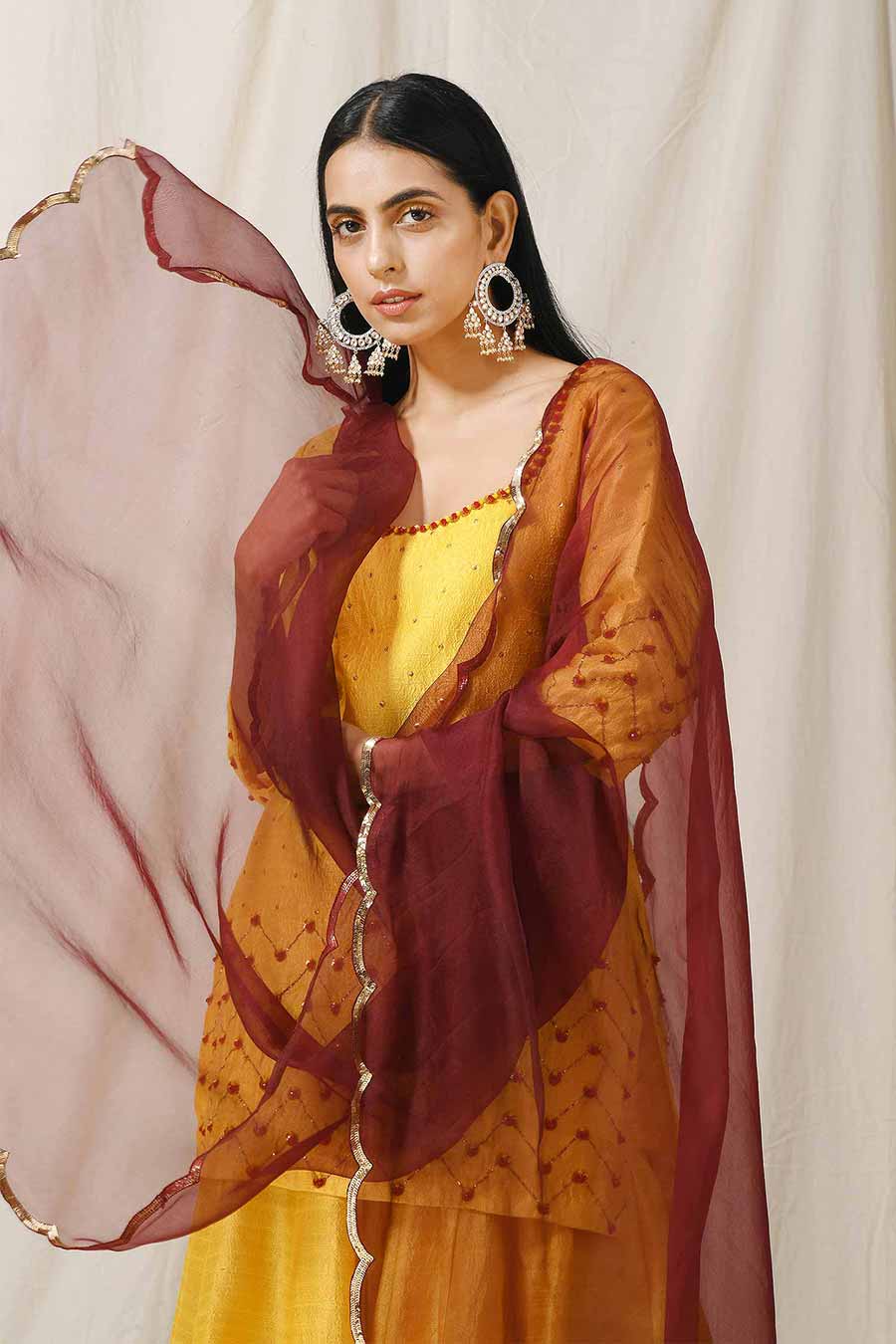 Sunshine Yellow Silk Sharara Set