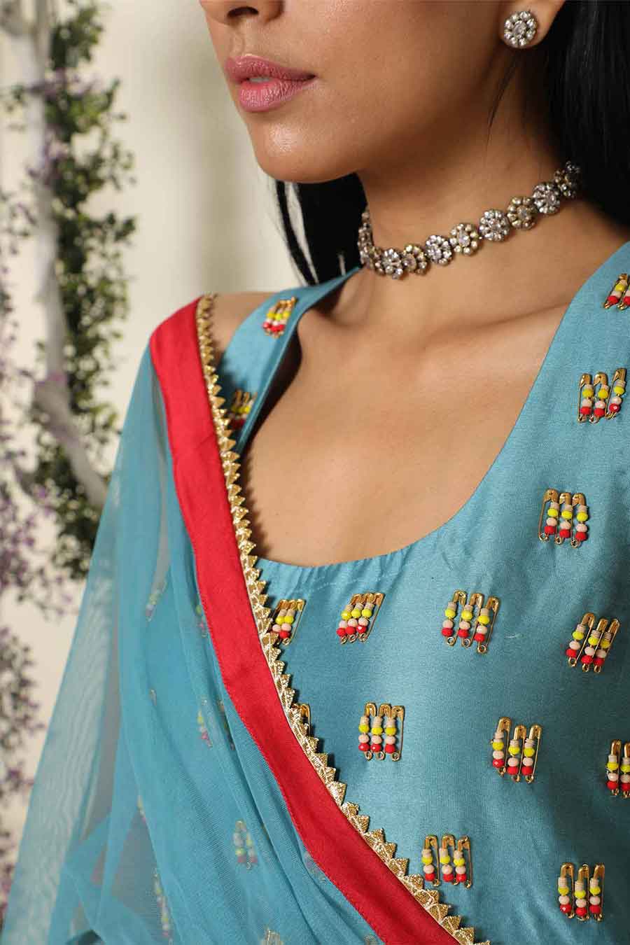 Teal Short Kurta Set with Dhoti & Dupatta