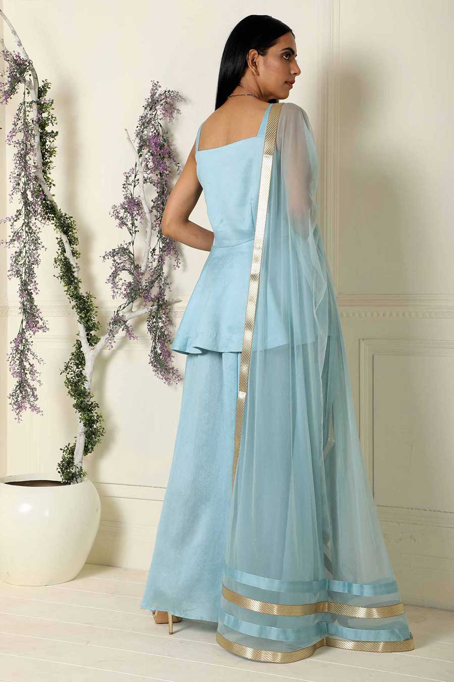 Blue Tunic Palazzo Set with Dupatta