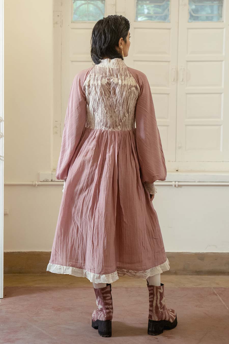 Dusty Blush Chanderi Organza Silk Dress