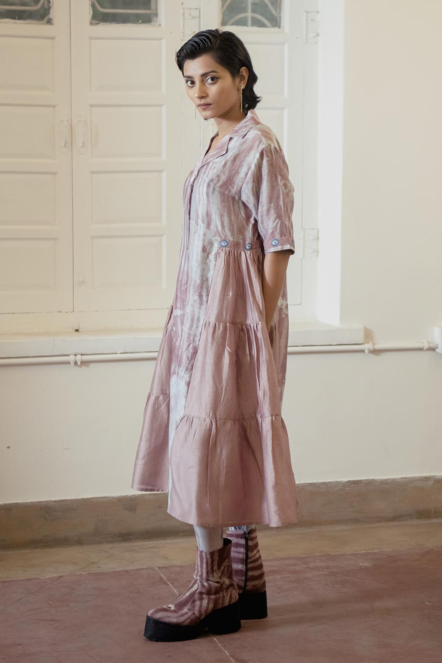 Persian Rust Chanderi Silk Midi Dress
