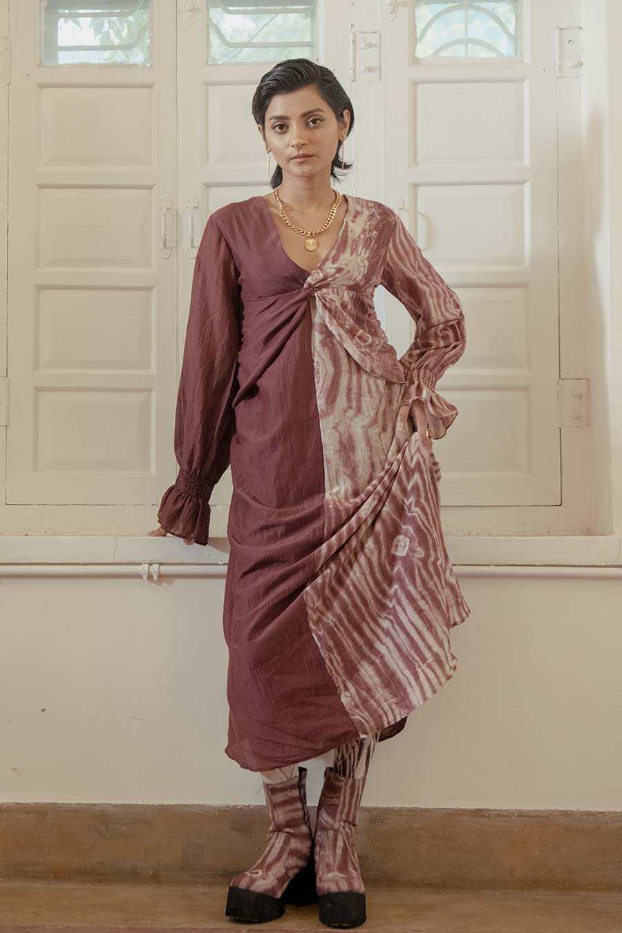 Brick & Wild Half-n-Half Shibori Dress