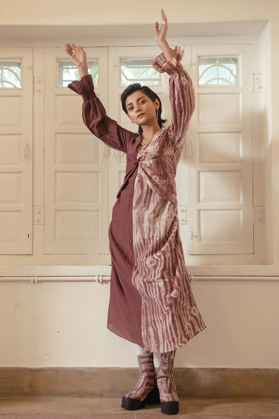 Brick & Wild Half-n-Half Shibori Dress
