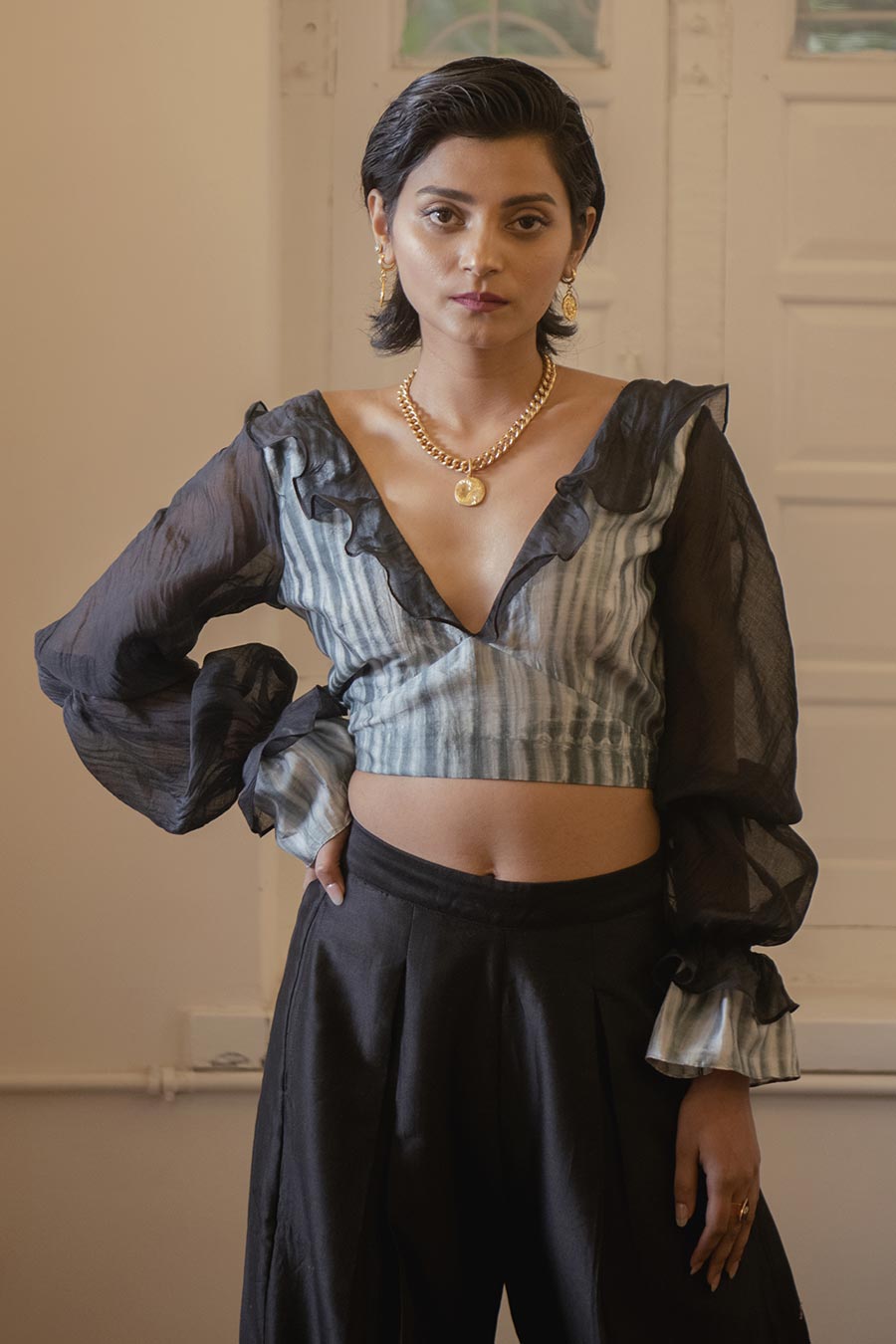Luna Chanderi Silk Crop Top