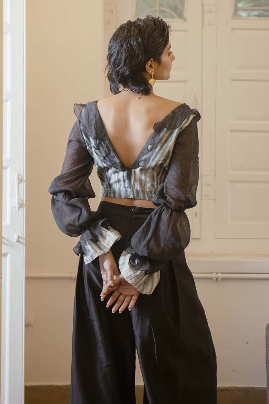 Luna Chanderi Silk Crop Top