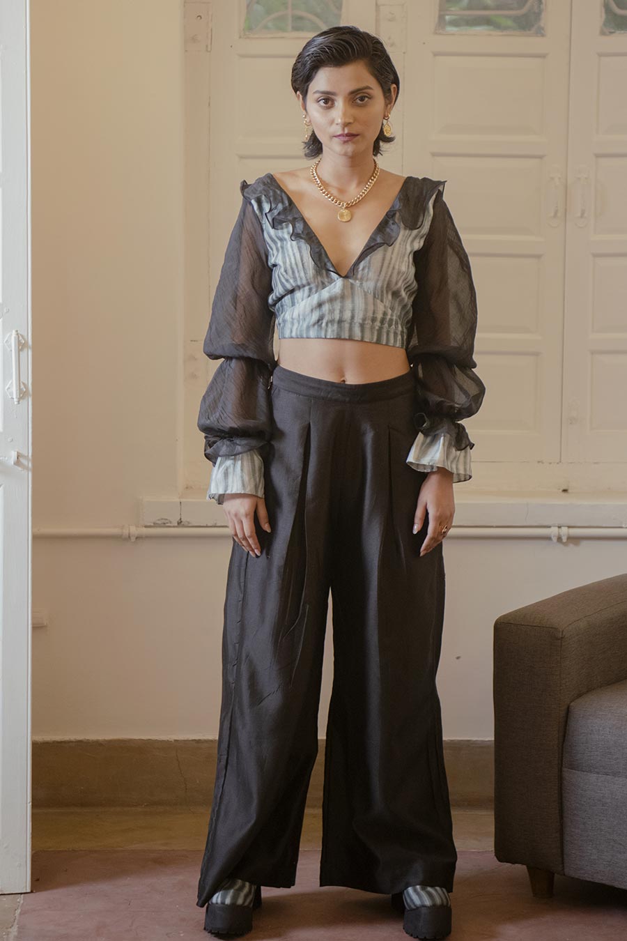 Luna Chanderi Silk Crop Top
