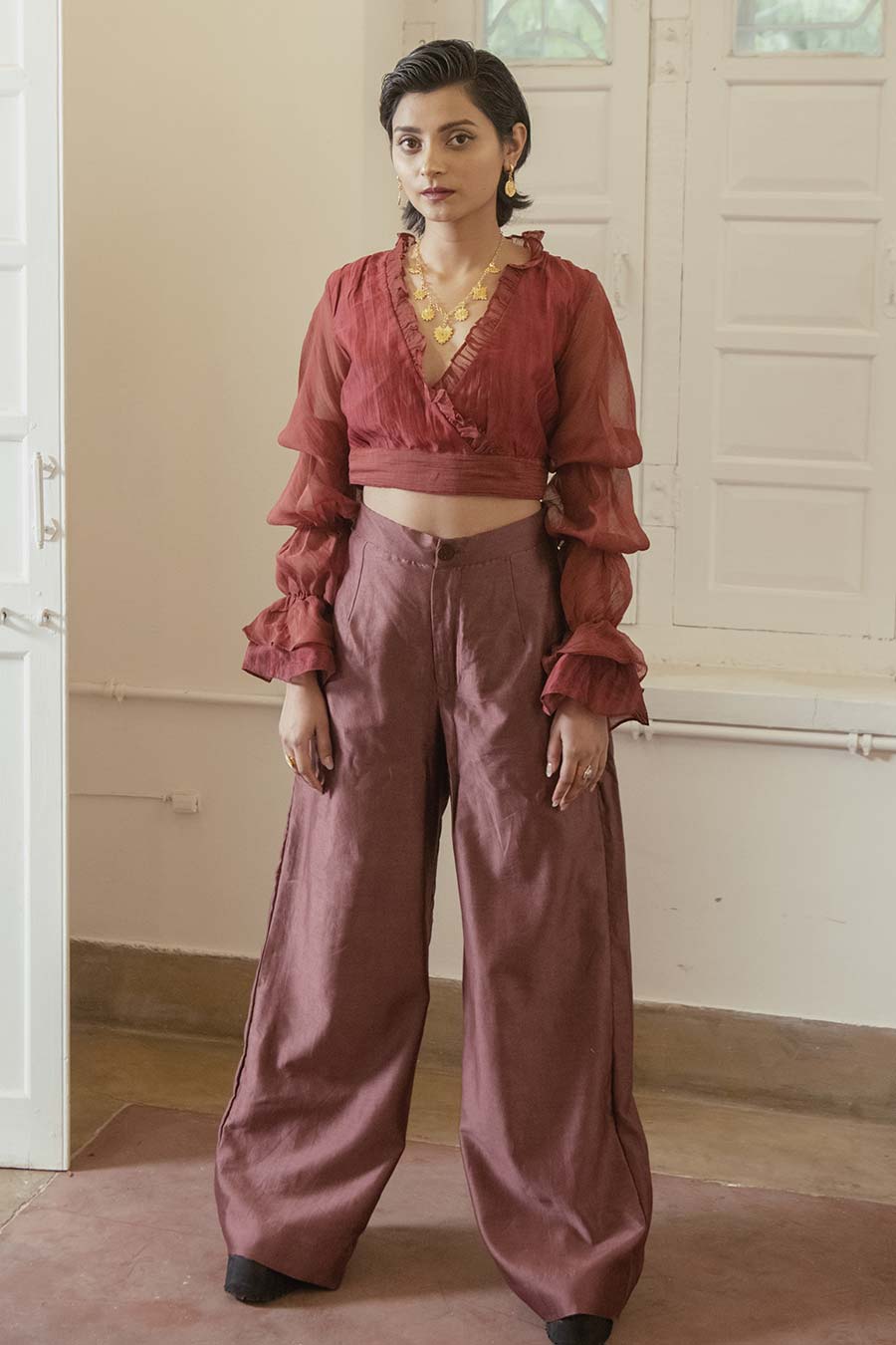 Twilight Chanderi Silk Crop Top