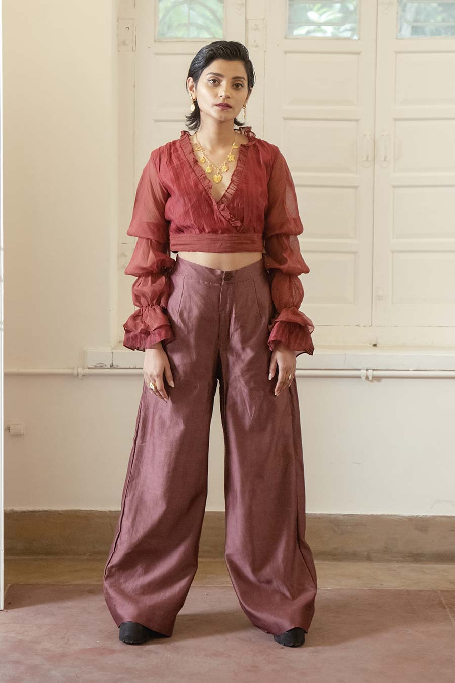 Twilight Chanderi Silk Crop Top