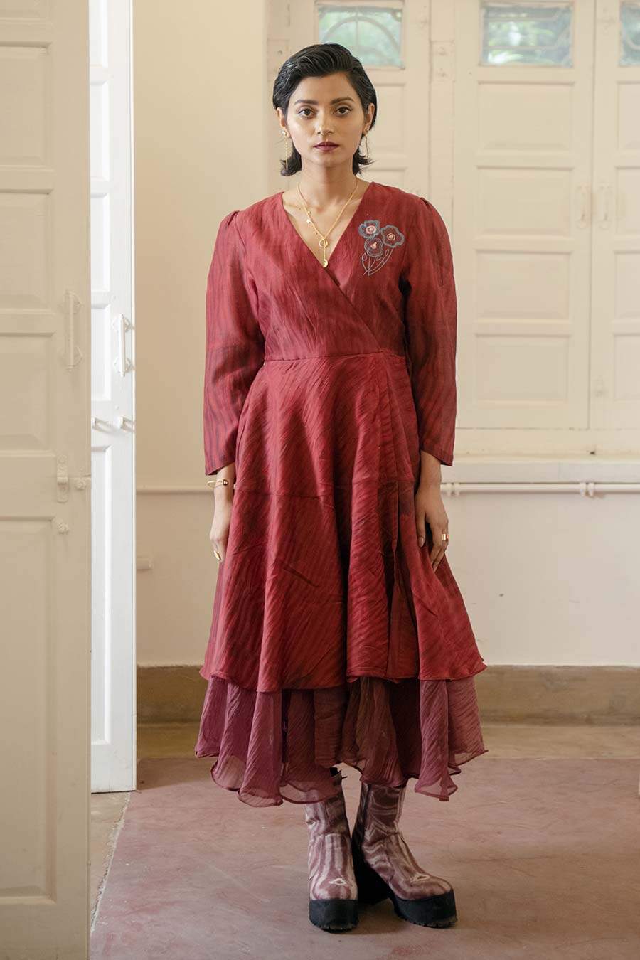 Twilight Overlap Chanderi Silk Dress