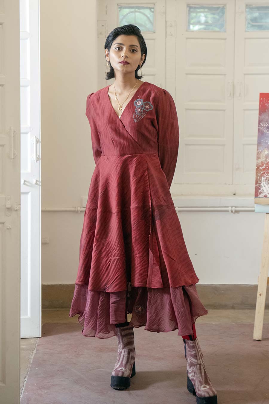 Twilight Overlap Chanderi Silk Dress