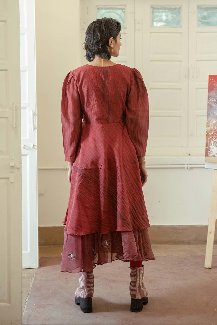 Twilight Overlap Chanderi Silk Dress