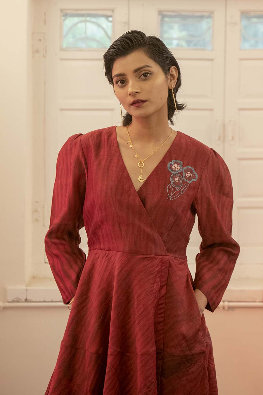 Twilight Overlap Chanderi Silk Dress