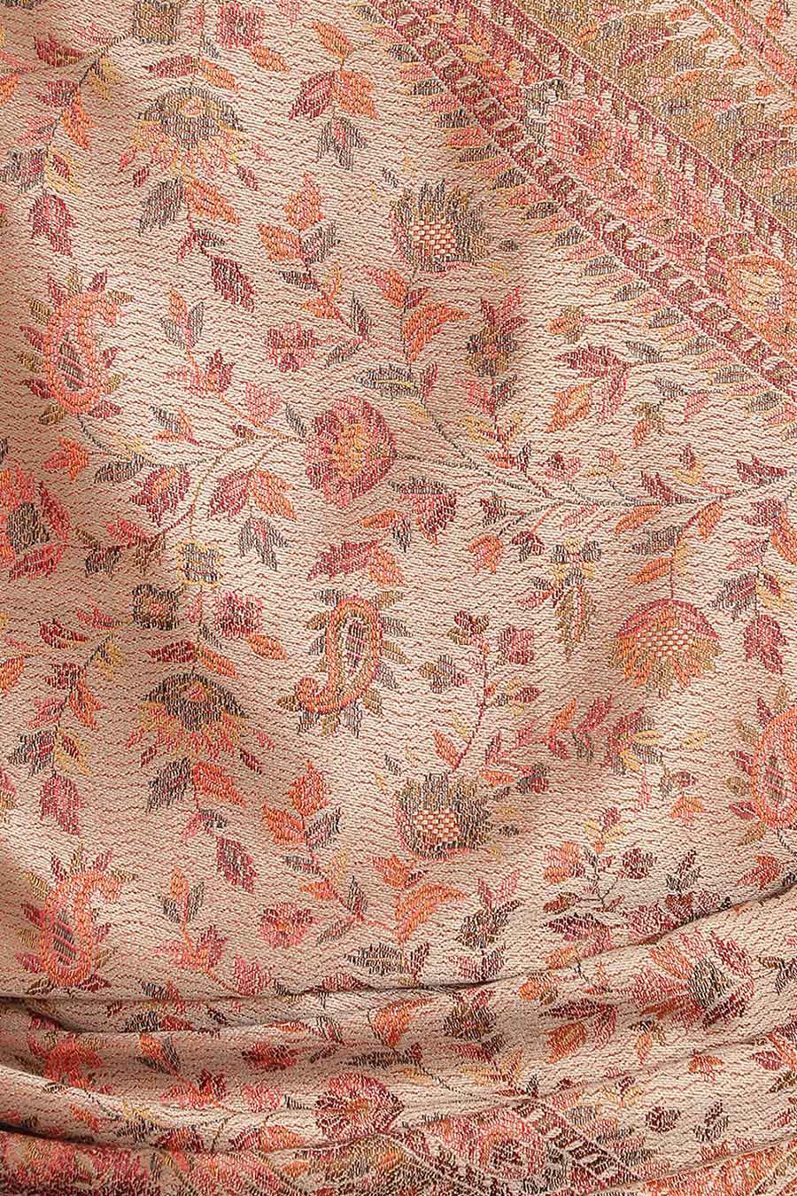 Beige Paisley Fine Wool Kashmiri Shawl