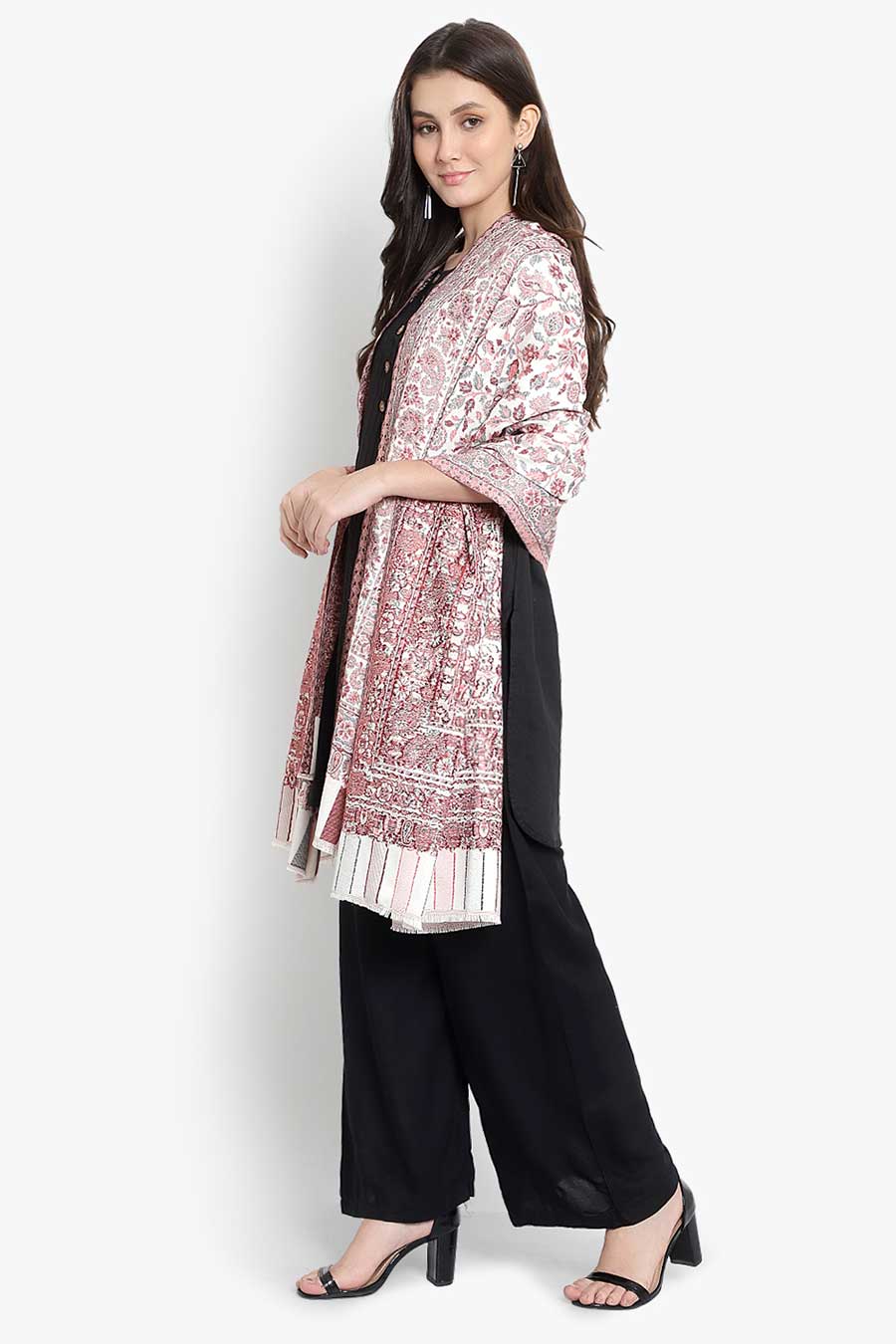Cream Paisley Fine Wool Kashmiri Shawl
