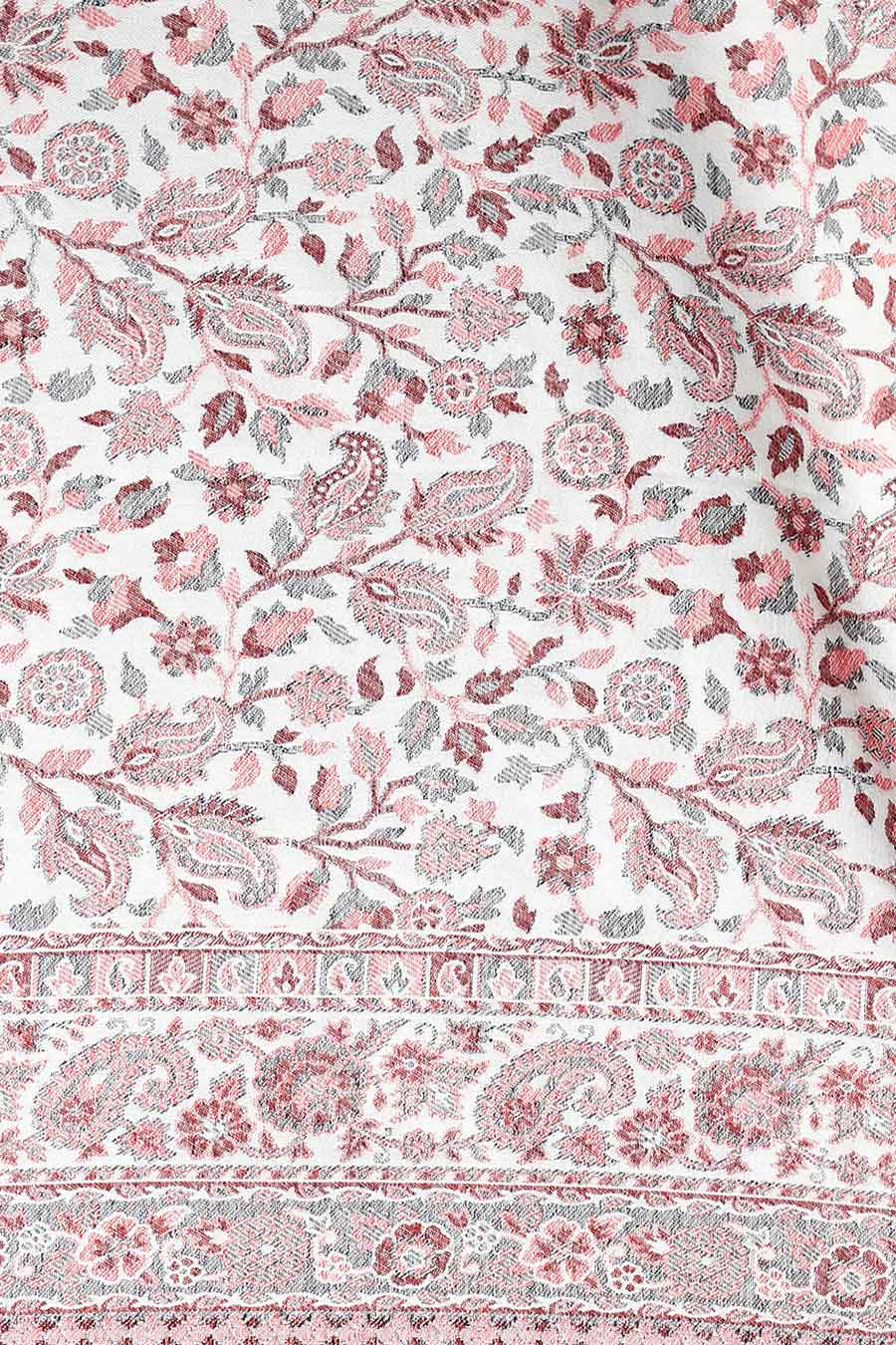 Cream Paisley Fine Wool Kashmiri Shawl