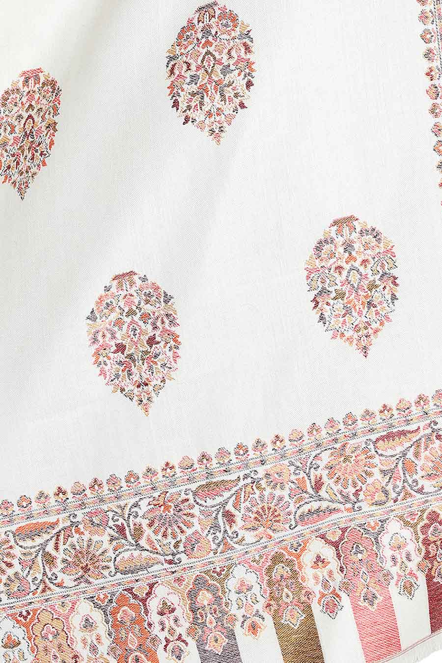 Cream Booti Fine Wool Kashmiri Shawl