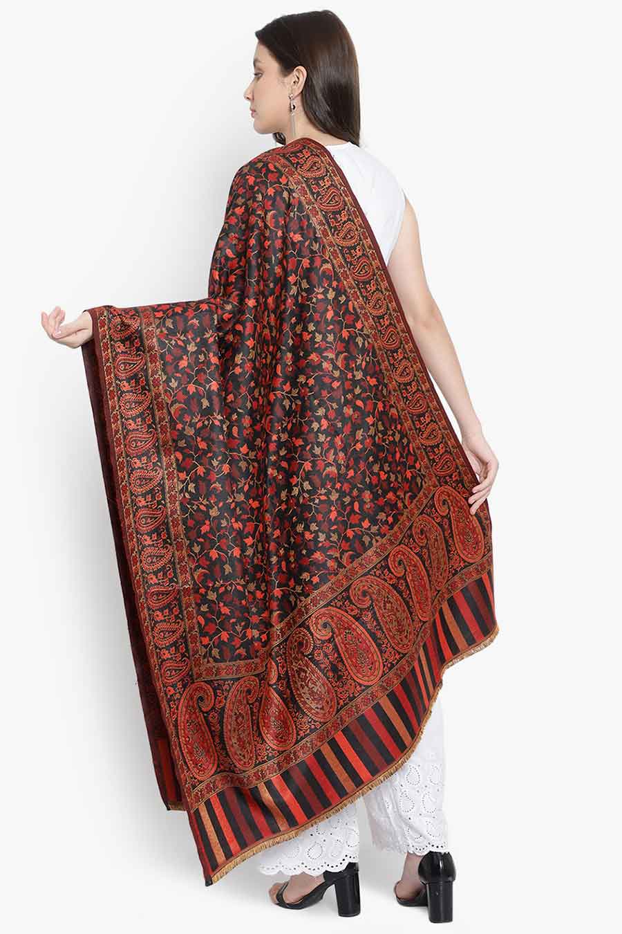 Black Paisley Fine Wool Kashmiri Shawl