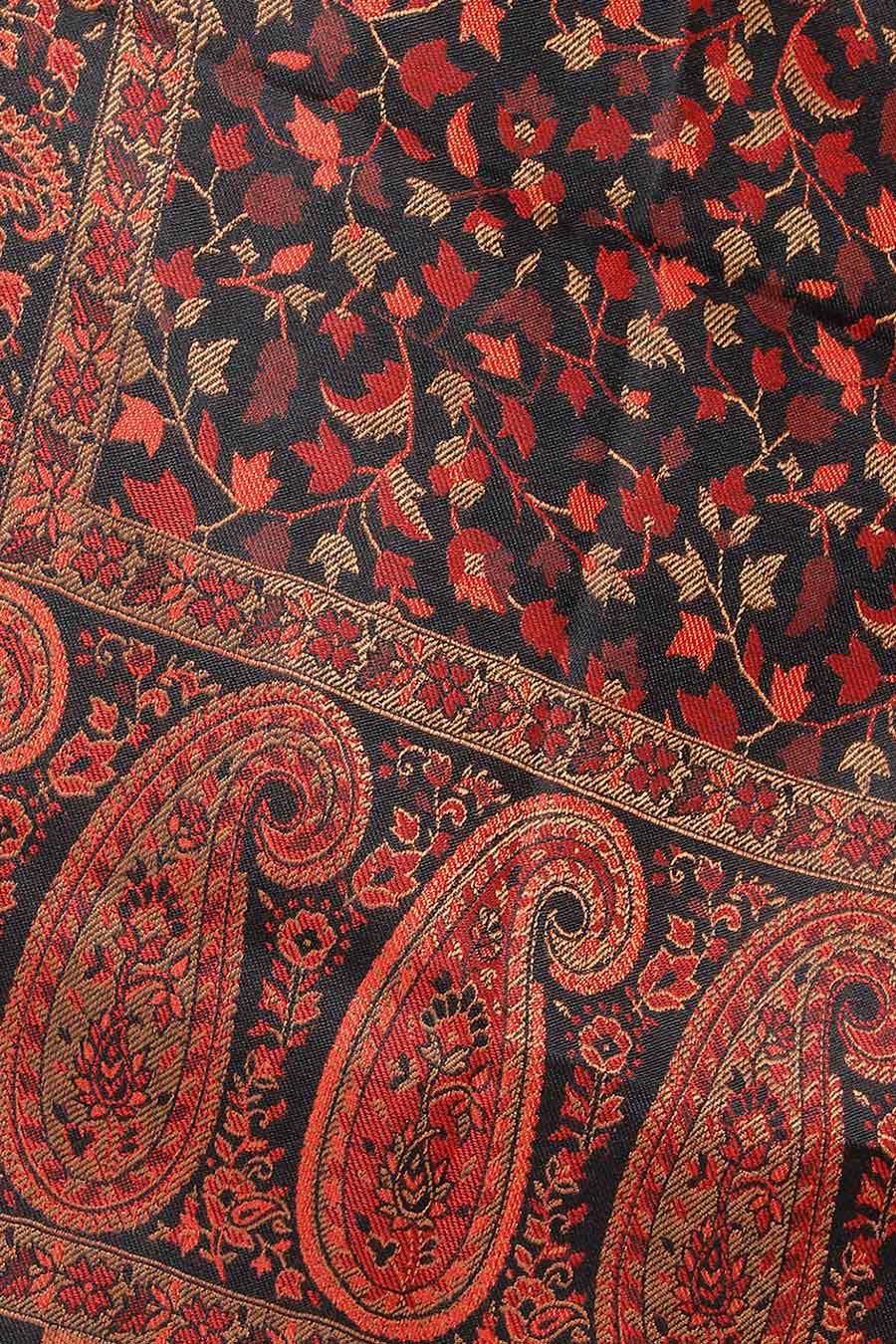 Black Paisley Fine Wool Kashmiri Shawl