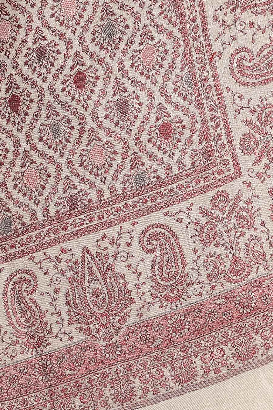 Beige Paisley Fine Wool Kashmiri Shawl