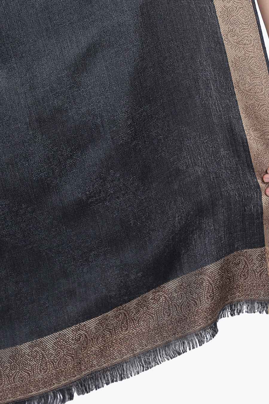 Black Textured Fine Wool Kashmiri Shawl