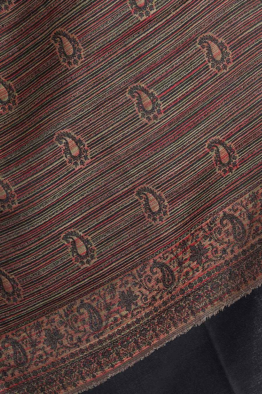 Black Stripes Fine Wool Kashmiri Shawl