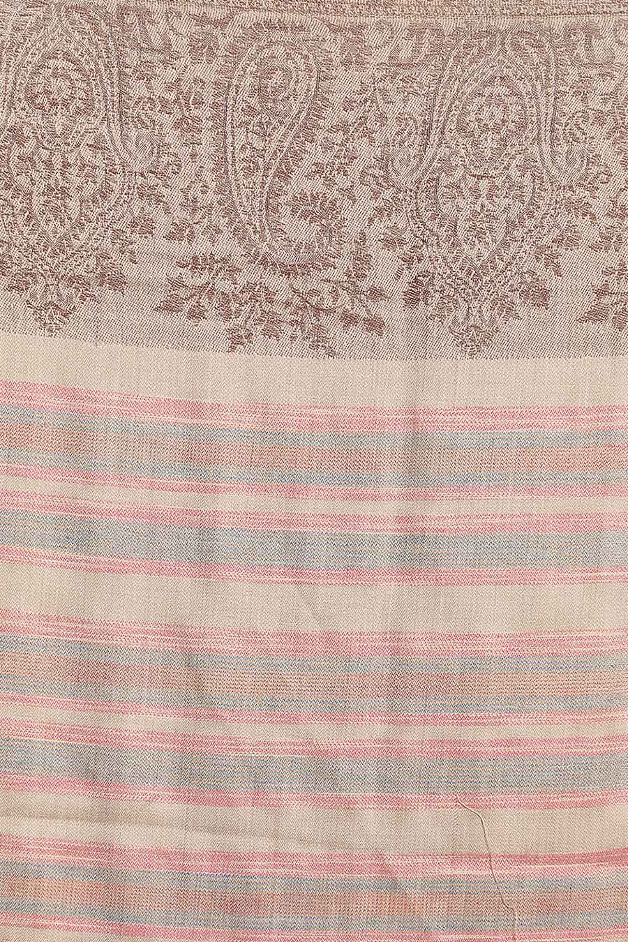 Beige Stripes Fine Wool Kashmiri Shawl