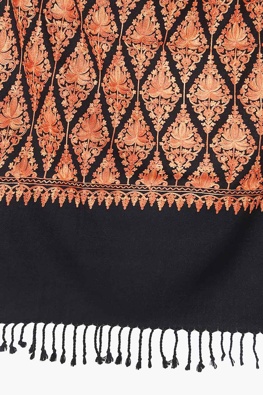 Red Fine Wool Blend Embroidered Stole