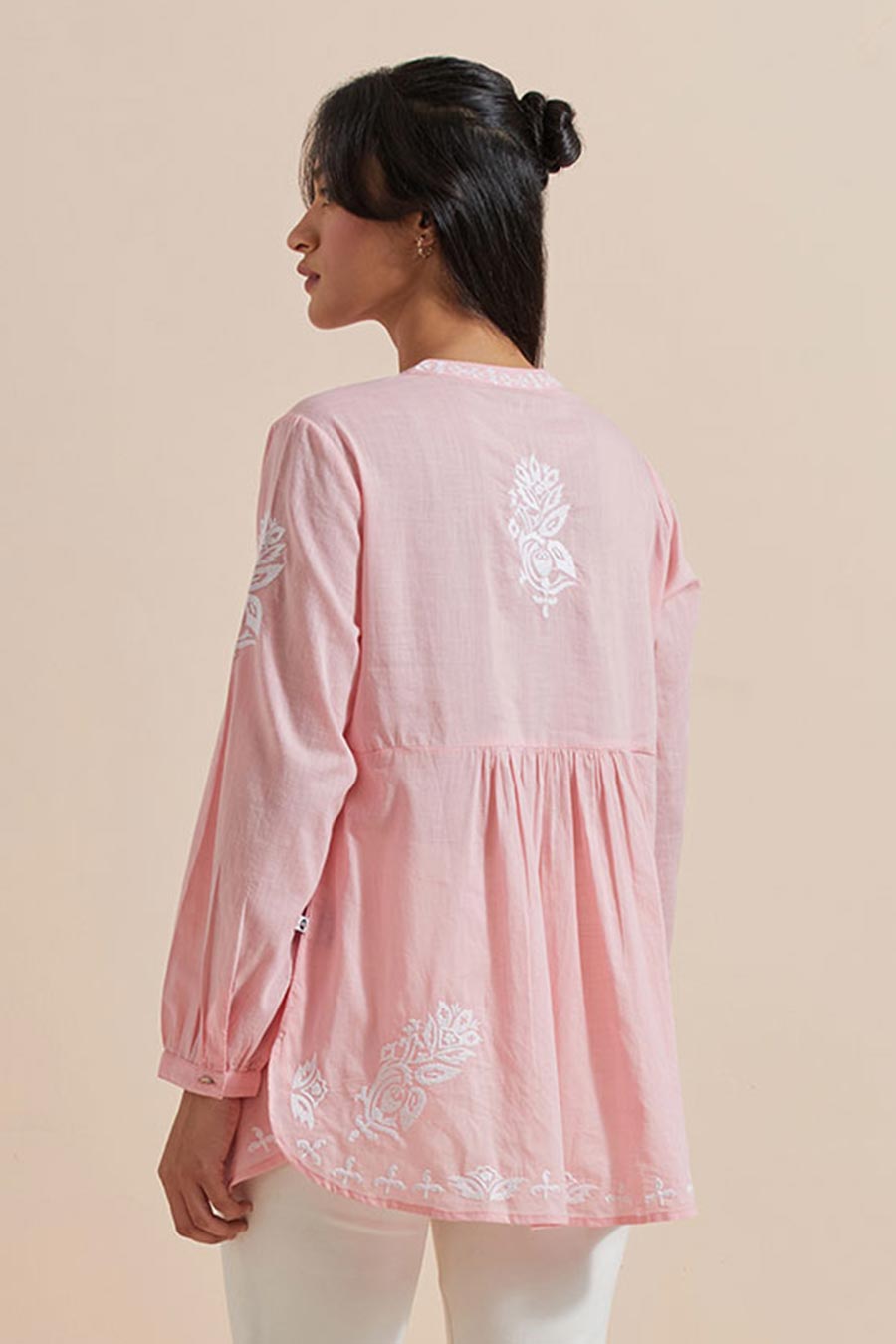 Pink Cotton Embroidered Top