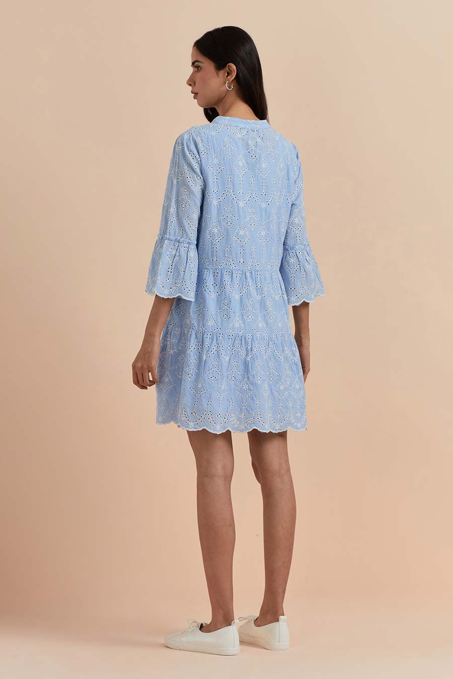 Blue Cotton Embroidered Dress