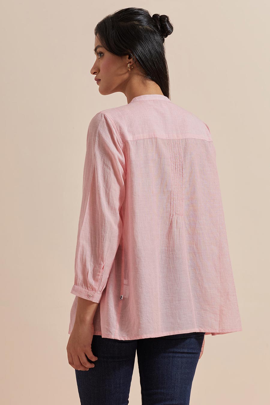 Pink Cotton Pleated Top