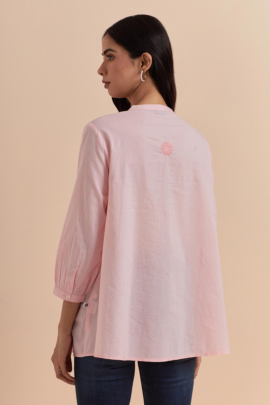 Pink Cotton Embroidered Top