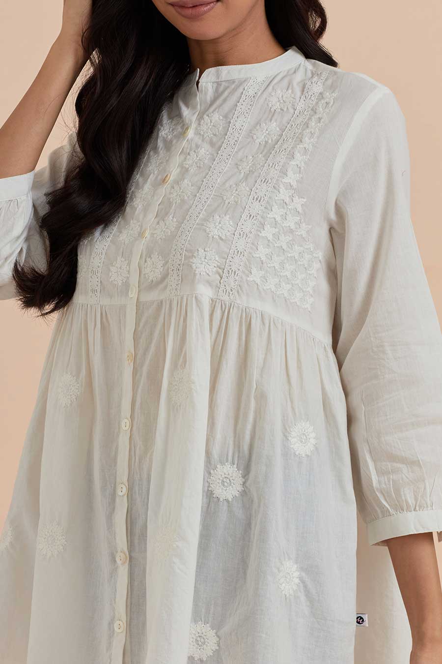 White Cotton Embroidered Top