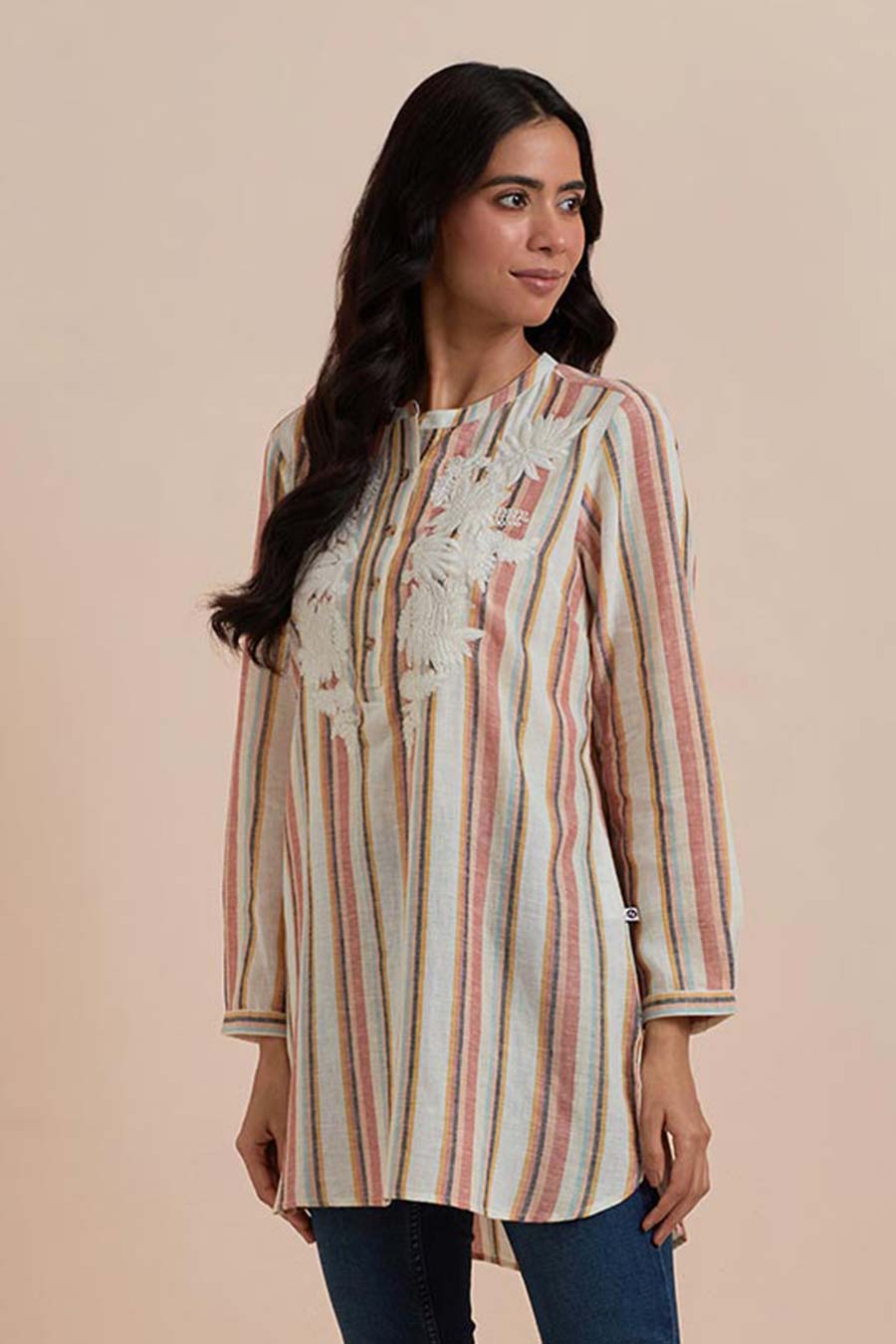 Multicolour Stripe Embroidered Tunic